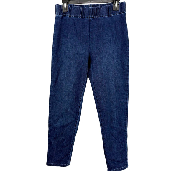 Soft Surroundings Pull On Dark Wash Jeggings Tapered Leg Jeans Elastic Waist S - Picture 1 of 16